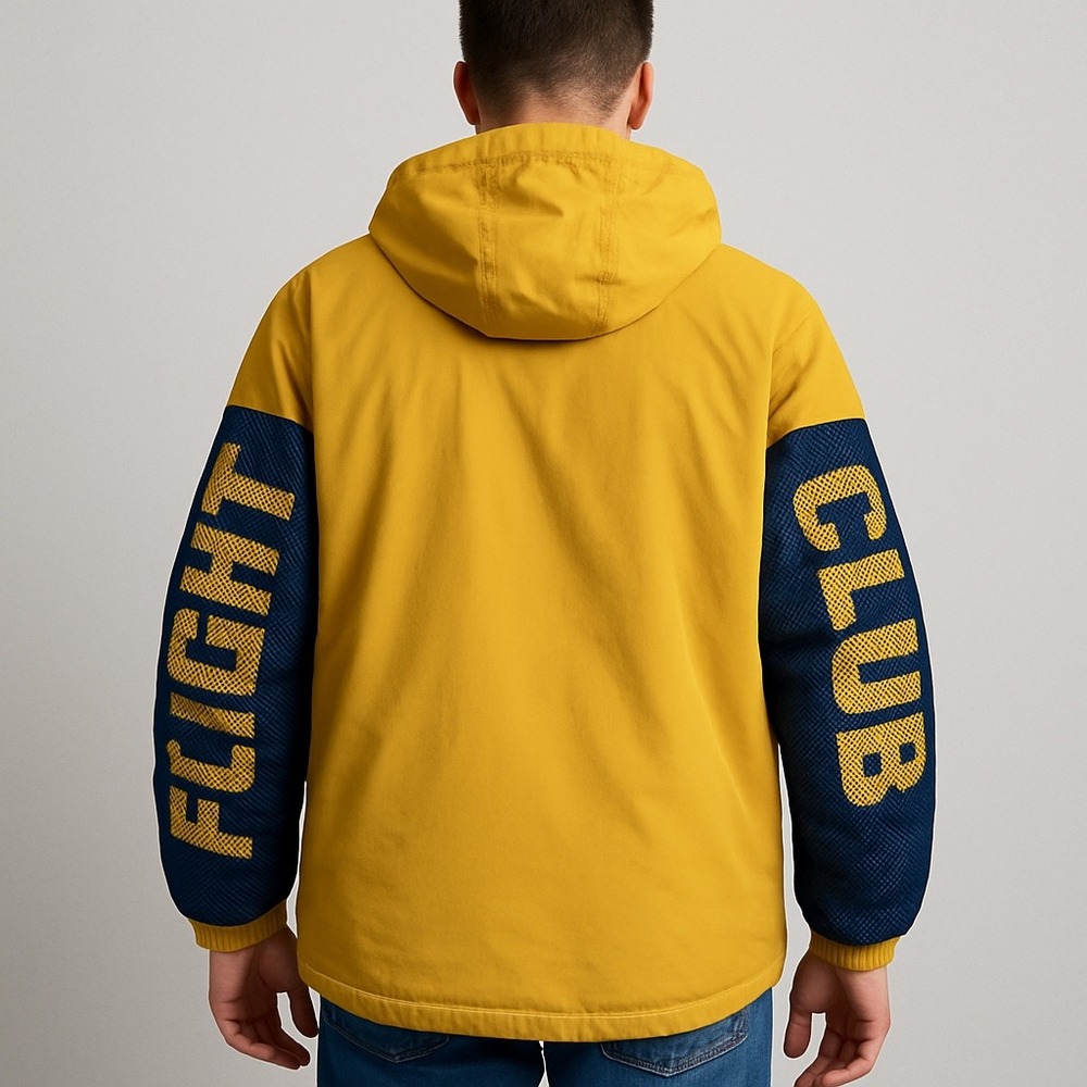 Flight Club Yellow Blue Mesh Paneled‎ Hooded Jacket Japan Streetwear Men's Large